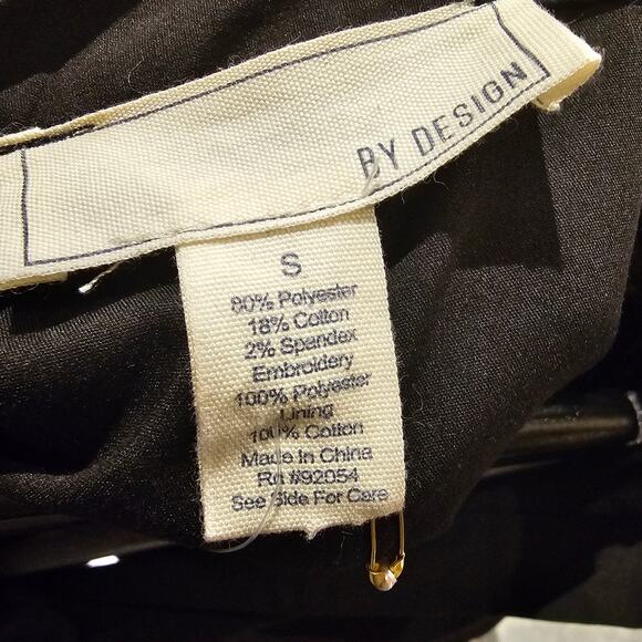 y Design S Black Puff Sleeve Button Up Embroidered Top NWT Poplin Holiday Chic - Picture 8 of 13